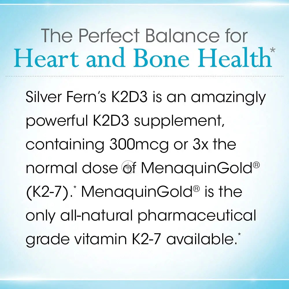 Silver Fern Vitamin K2-D3 Supplement Brand - Natural, Non-Synthetic - K2-7 as Menaquinone-7 (MK-7) - D3 as cholecalciferol Silver Fern buy supplements canada