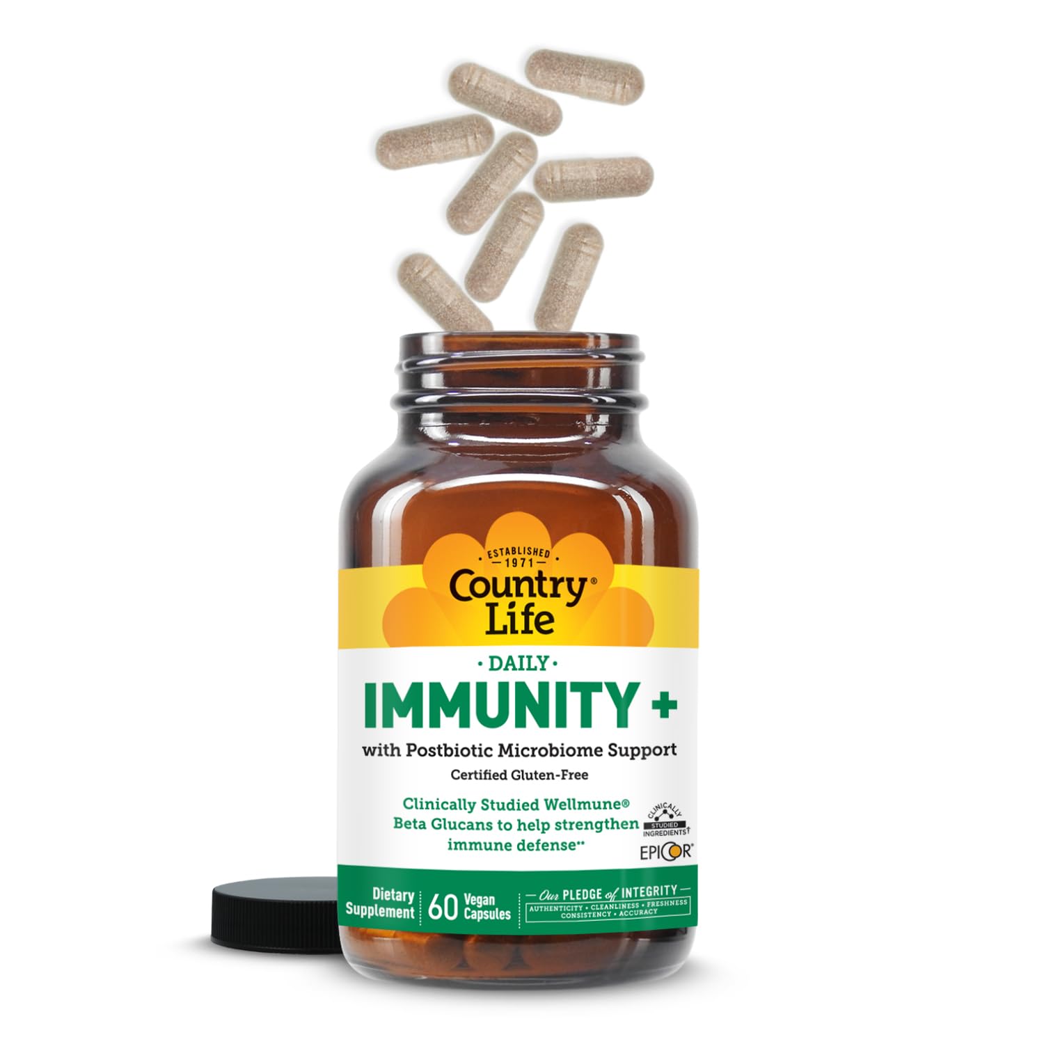 Country Life Immunity+ Supplement, 60 Capsules - Supports Immune and Gut Health - for Men and Women - Clinically Studied Ingredients, Vegan, Gluten Free, Certified B Corporation Country Life buy supplements canada