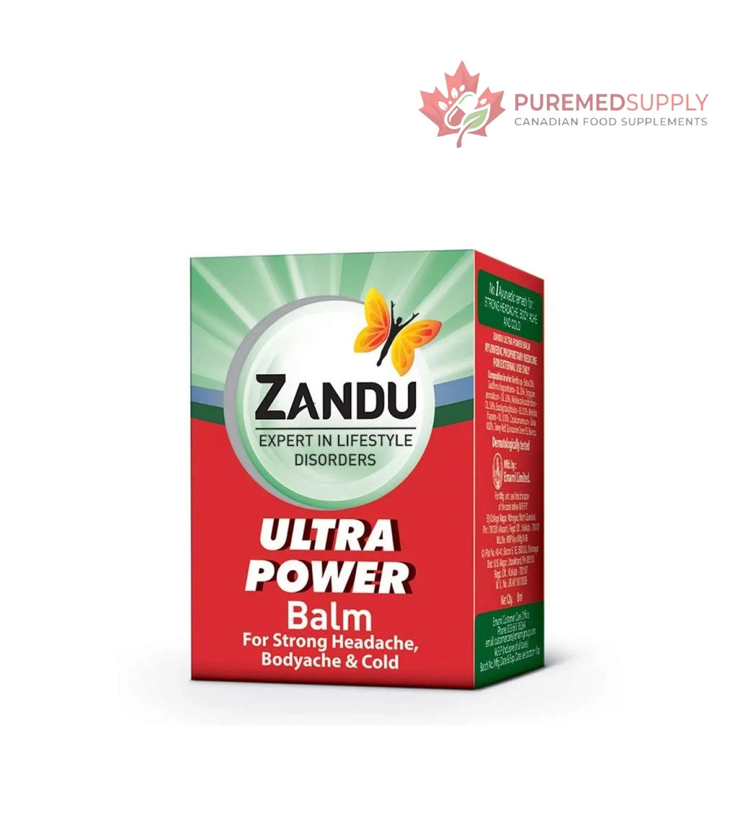 4 x Zandu Balm Ultra Power Balm Multipurpose Solution for Strong Headache Body Ache and Cold 8ml Zandu buy supplements canada