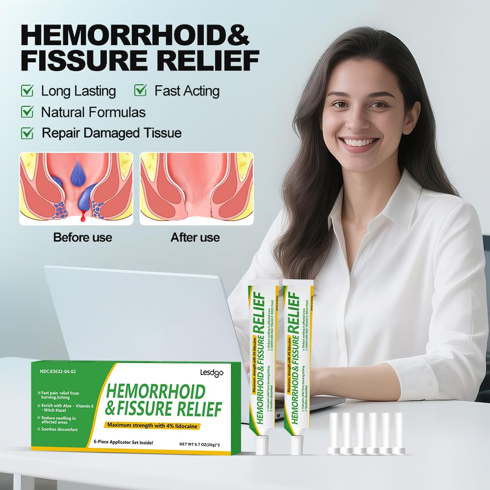 Lesdgo Hemorrhoidal Ointment(2 Pack),Hemorrhoid and Fissure Cream Witch Hazel Maximum Strength Pain Relief,for Itching and Swelling Lesdgo buy supplements canada