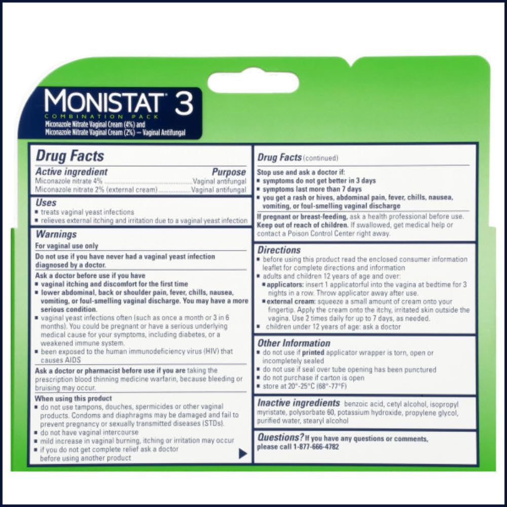Monistat 3 Vaginal Cream, 3-Day Treatment Combination Pack, 3 Ovule Inserts and External Cream Monistat buy supplements canada
