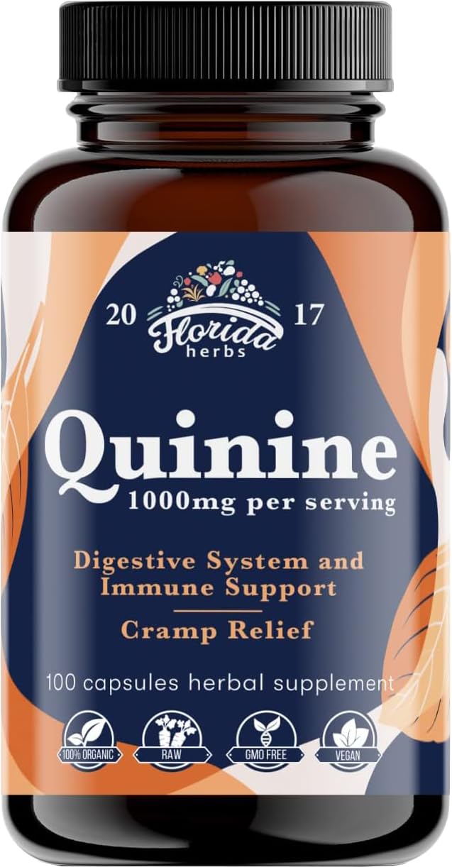 FLORIDA HERBS Quinine for Leg Cramps 1000 mg - 110 Capsules - Cinchona Bark Extract Supplement - Quinine Capsules - Vegan, Non - GMO FLORIDA HERBS buy supplements canada