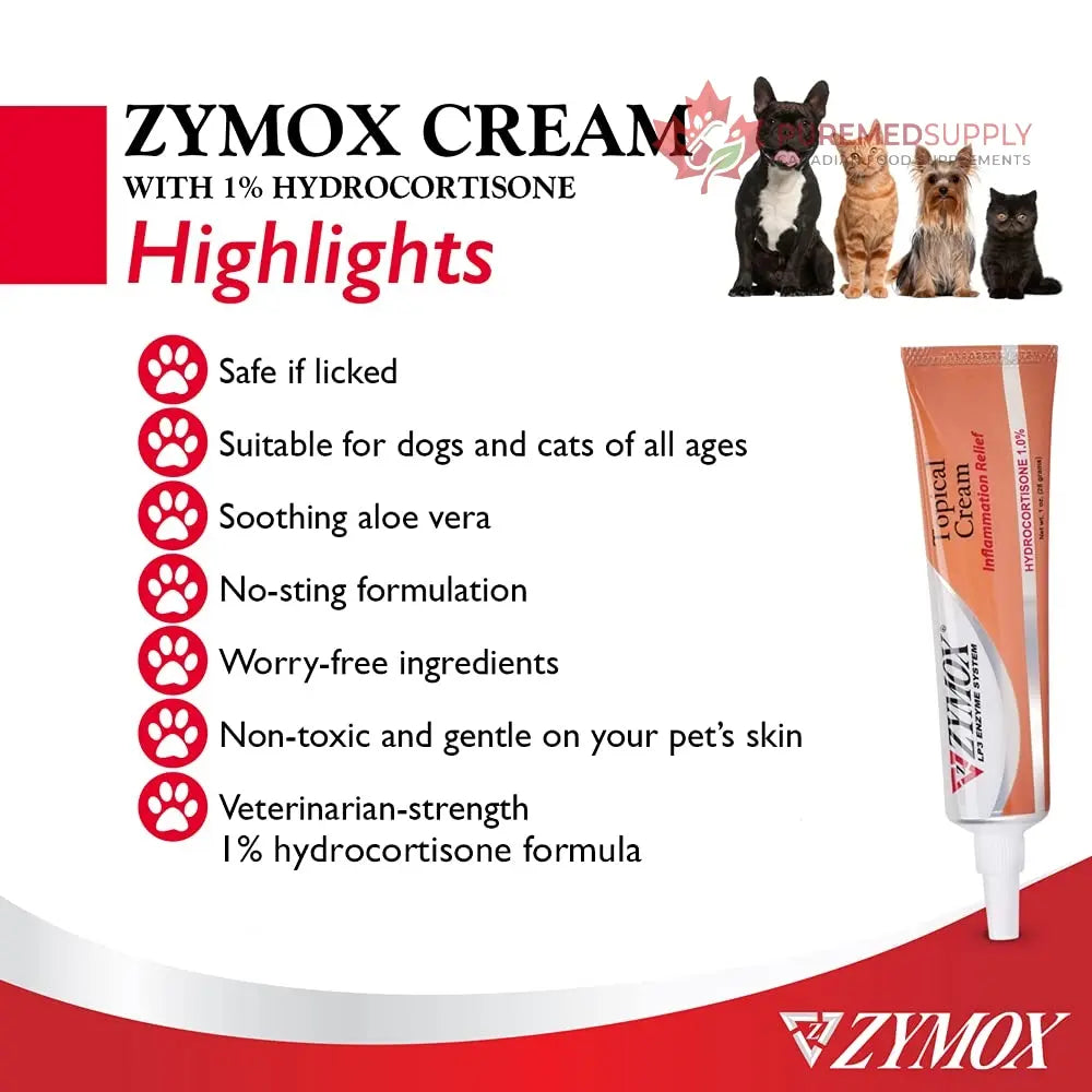 Zymox Veterinarian Strength Topical Cream with 1% Hydrocortisone for Dogs and Cats, 1oz Zymox buy supplements canada