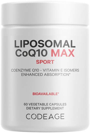 Codeage Liposomal CoQ10 Max Supplement - 250 mg Coenzyme Q10 with Vitamin E Isomers Tocopherols - 2-Month Supply - 1 Capsule Per Serving - Liposomal Delivery - Non-GMO, Gluten-Free - 60 Capsules Codeage buy supplements canada