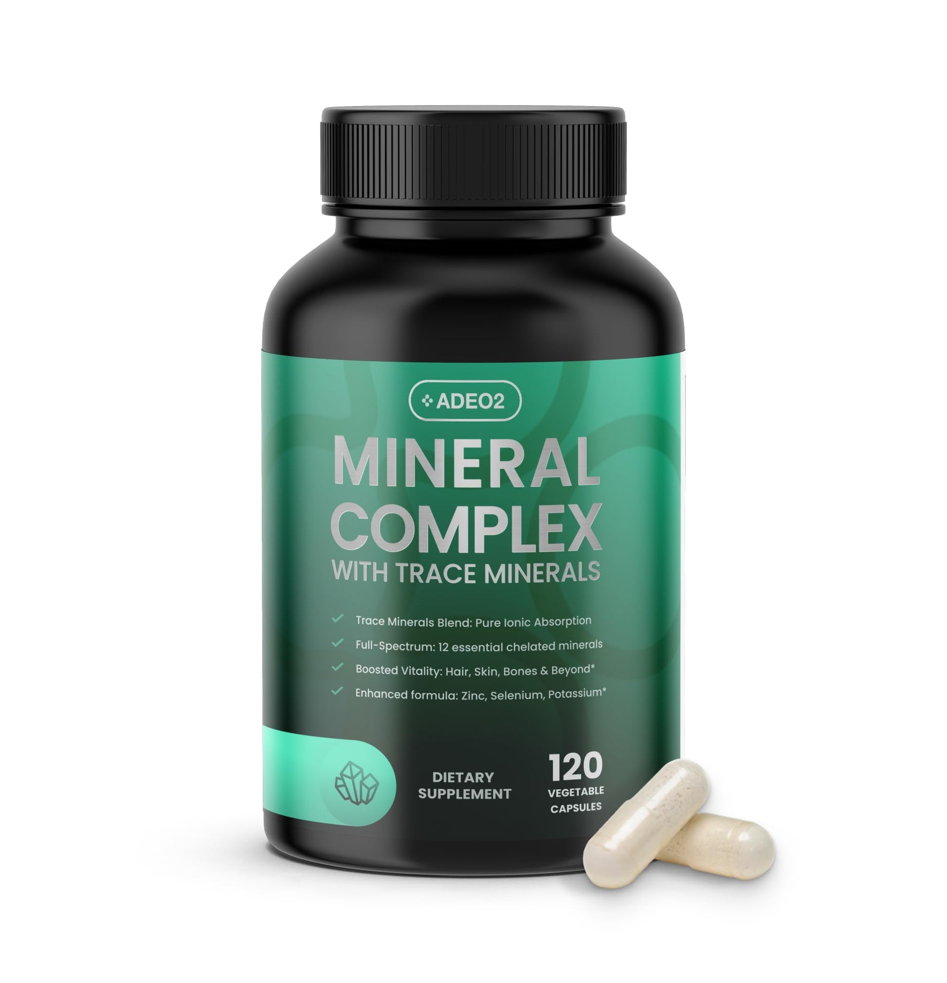 ADEO2 - Premium Blend of 52 Trace Minerals Complex with Essential Minerals in Chelated Form – All Natural and 100% Organic - 120 Capsules - Full Spectrum Ionic Mineral Blend - Safe for Women and Men ADEO2 buy supplements canada