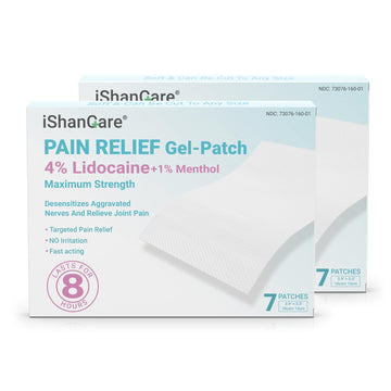 ishancare Lidocaine 4% + Menthol 1% Patches 14Count Fast Acting Maximum Strength Back Neck, Shoulders, Knees, Elbows Pain Relief - Temporary Nerve & Joint Pain Solution ishancare buy supplements canada