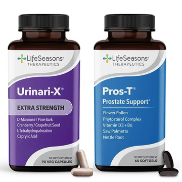 LifeSeasons Urinari-X Extra Strength + Pros-T Bundle – Urinary Tract & Prostate Health – Fast UTI Relief, Bladder Comfort, Supports Normal Urinary Flow – 90 Capsules & 60 Softgels LifeSeasons buy supplements canada