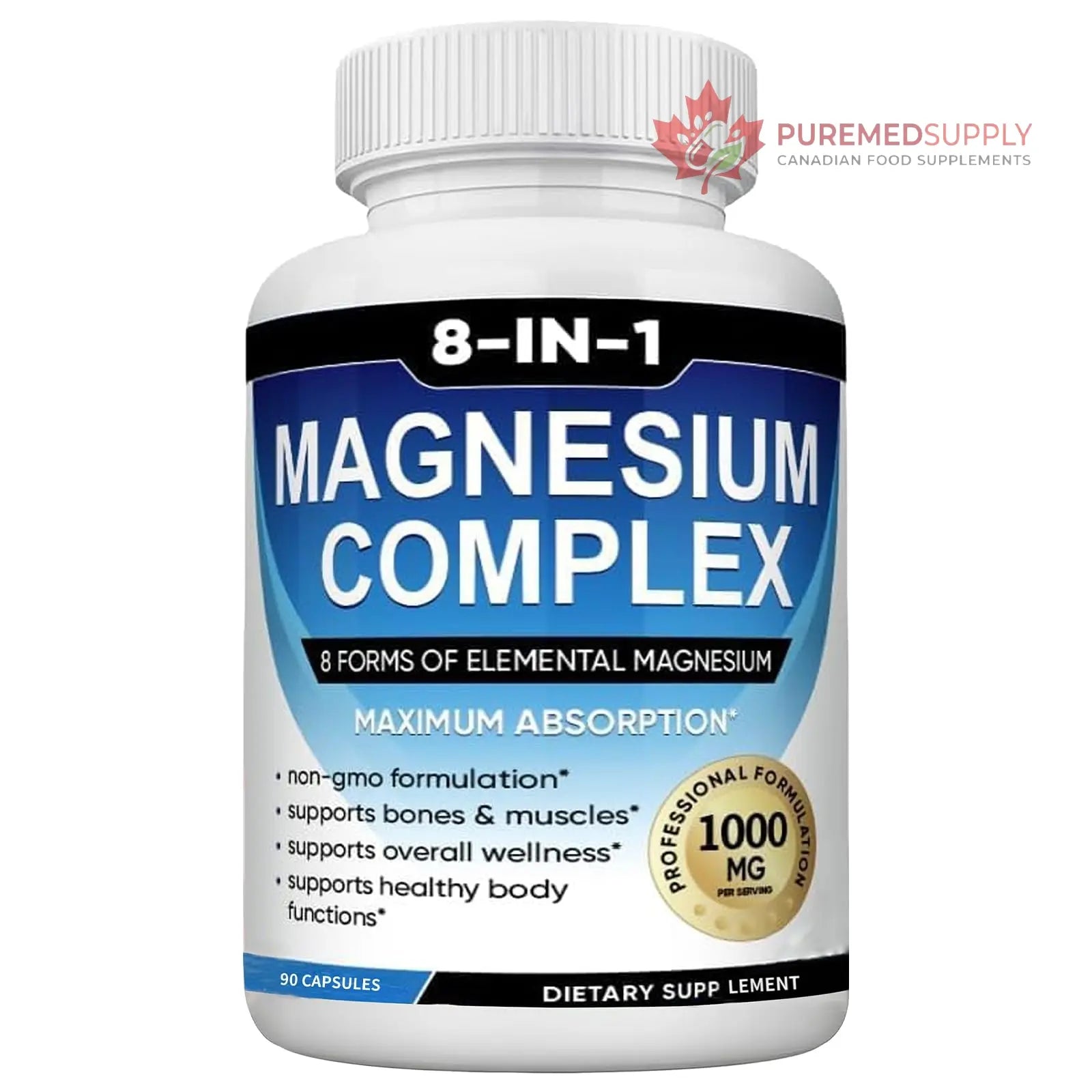 Magnesium Complex Supplement 8-in-1 Elemental 1000mg, Magnesium Glycinate, Malate & Citrate, Vegan, Non-GMO 90 Capsules MIRACLE OFFICIAL buy supplements canada