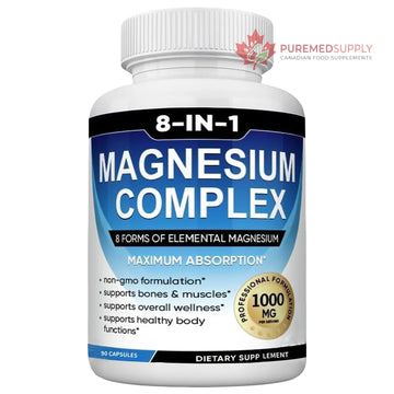 Magnesium Complex Supplement 8-in-1 Elemental 1000mg, Magnesium Glycinate, Malate & Citrate, Vegan, Non-GMO 90 Capsules MIRACLE OFFICIAL buy supplements canada