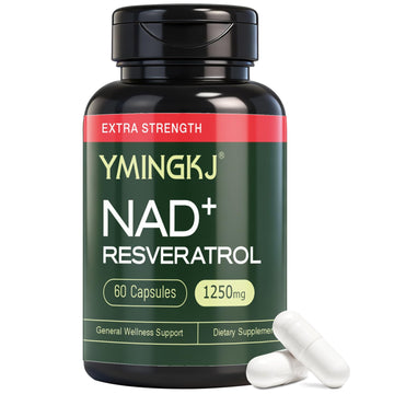 YMINGKJ NAD+ Supplement with Resveratrol 1200mg – Nicotinamide Adenine Dinucleotide & Trans-Resveratrol 50mg, Anti-Aging Cellular Energy & Metabolism Support, 60 Vegetarian Capsules (30 Servings) YMINGKJ buy supplements canada