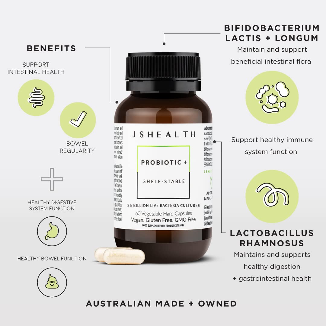 JSHealth Vitamins Gut Health and Immunity Formula | Probiotics for Women and Men | Shelf Stable Probiotic Supplement for Digestive Health and Immune Support (60) JSHealth buy supplements canada