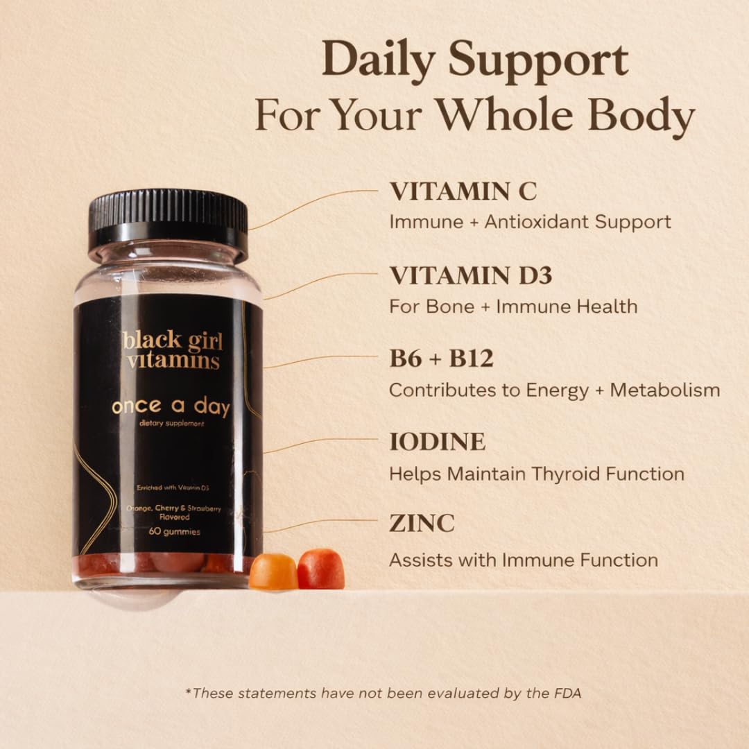 Black Girl Vitamins Once a Day - Womens Multivitamin Gummy - Vitamin A, B, C, E and Zinc. Multivitamin for Women, Immune Support. Vegan Black Girl Vitamins buy supplements canada