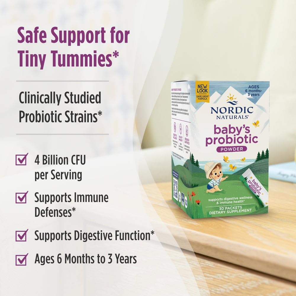 Nordic Naturals Baby’s Nordic Flora Probiotic Powder, Unflavored - 30 Packets - 4 Billion CFU - Digestive Health & Immune Support for Babies & Toddlers (6 Months to 3 Years) - 30 Servings Nordic Naturals buy supplements canada