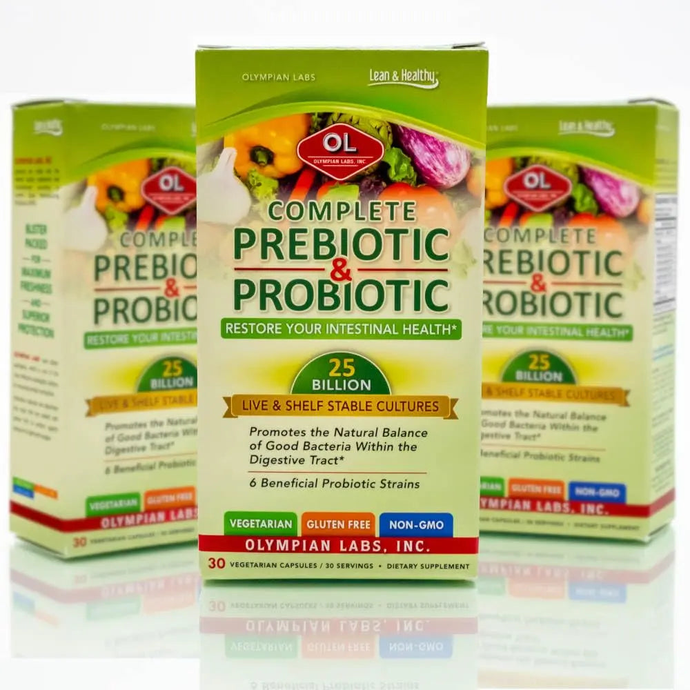 Olympian Labs Complete Prebiotic and Probiotic Supplement - 25 Billion Live Shelf Stable Cultures - 30 Vegetarian Capsules Olympian Labs buy supplements canada