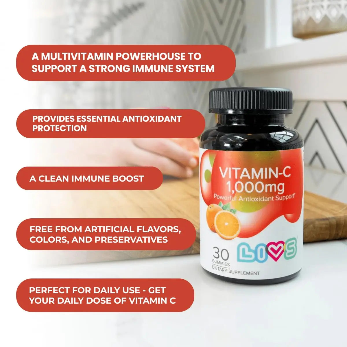Vitamin C 1000mg Gummies for Kids & Adults |Antioxidant & Immune Support Supplement | Vegan Multivitamin for Hair, Skin & Nails LIVS buy supplements canada
