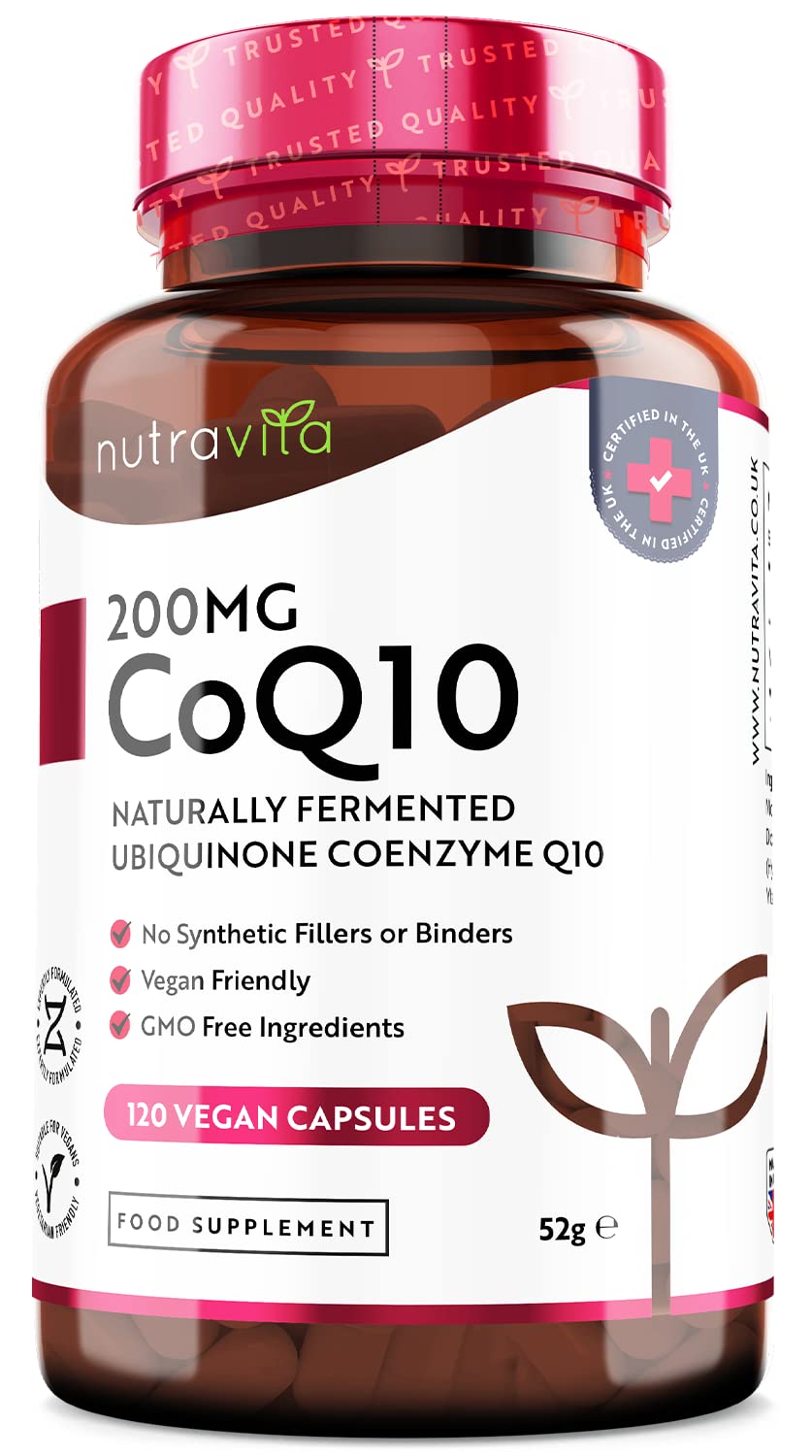 CoQ10 200mg - 120 Vegan Capsules of High Strength Co Enzyme Q10 (4 Months Supply) Nutravita buy supplements canada