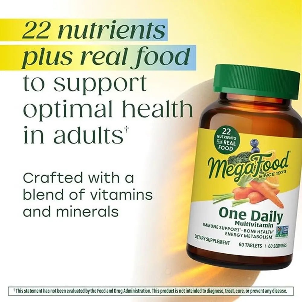 MegaFood One Daily Multivitamin for Women and Men, Immune Support Supplement with Real Food, Vitamin C & Vitamin B, Bone Health, Cellular Energy Metabolism, Vegetarian, Non-GMO, 90 Tablets MegaFood buy supplements canada