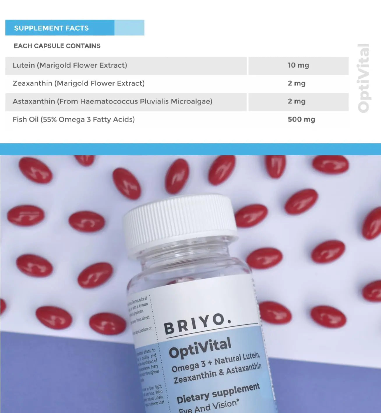 Briyo OptiVital Eye Health Supplement – Lutein, Zeaxanthin, Astaxanthin & Omega-3 from Natural Sources – Supports Vision Briyosis buy supplements canada