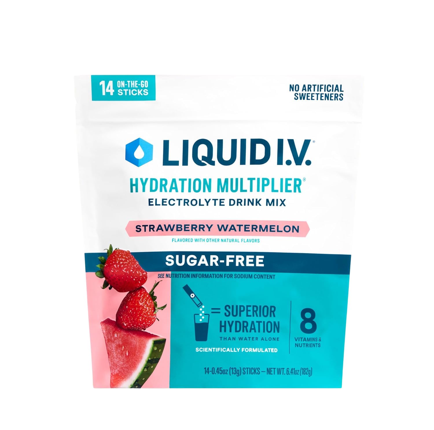 Liquid I.V.® Hydration Multiplier Sugar-Free - Strawberry Watermelon | Electrolyte Powder Drink Mix | 1 Pack (14 Servings) Liquid I.V. buy supplements canada