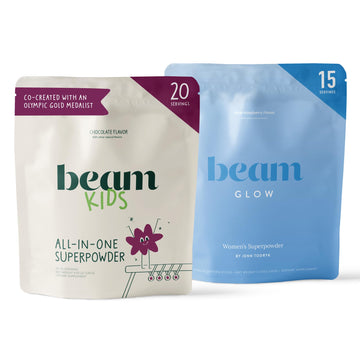 Beam Glow & Kids Wellness Bundle, Hormone Support for Women with Inositol & Ashwagandha, Superfood Powder with Fruits & Veggies for Kids' Growth & Immune Health Beam buy supplements canada
