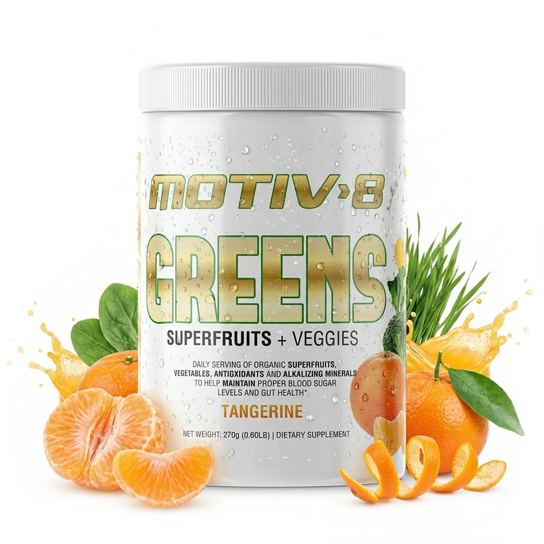 Motiv-8, Greens Superfruits & Veggie Superfood Powder Supplement, Antioxidant, Fiber, Sugar-Free, 30 Servings (Tangerine, 30 Servings) Motiv-8 buy supplements canada