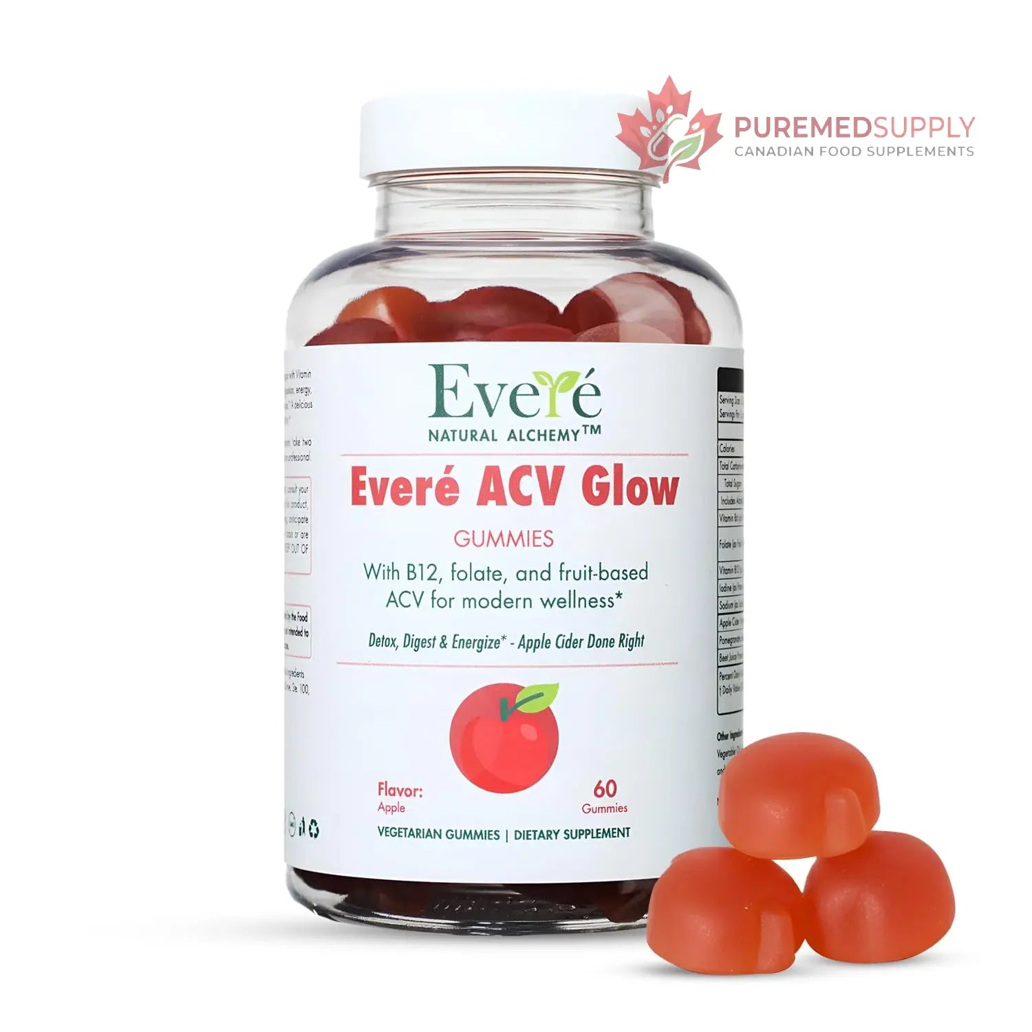 Everé ACV Glow Gummies – Apple Cider Vinegar with B12, B6, Iodine, Folate, Beetroot & Pomegranate – Daily Wellness Support for Energy & Balance The EverÉ Natural Alchemy buy supplements canada
