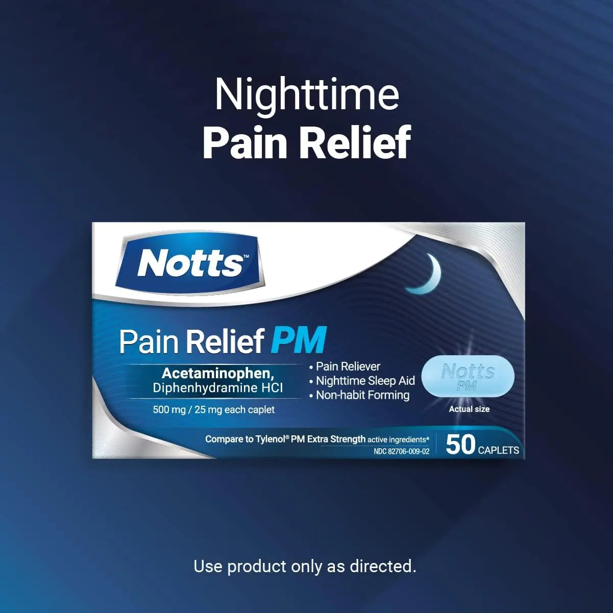 NOTTS PM Extra Strength Pain Relief & Sleep Aid, 500mg Acetaminophen & 25mg Diphenhydramine HCl, 50 Caplets for Nighttime Aches, Headaches & Body Pain, Non-Habit Forming (Pack of 2) NOTTS buy supplements canada