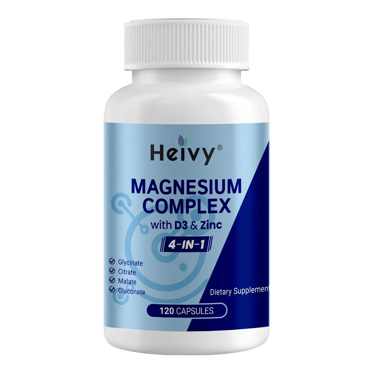 Heivy 4 in 1 Magnesium Complex with Zinc & Vitamin D3, 320mg Elemental Magnesium (Glycinate/Citrate/Gluconate/Malate), 120 Capsules (4 Months Supply), Vegan, Non-GMO, Gluten-Free, 3rd Party Tested Heivy buy supplements canada