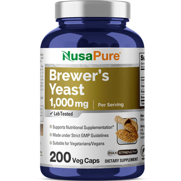 NusaPure Brewer’s Yeast - Suitable for Vegetarian/Vegan, Non - GMO - 1000mg 200 Capsules NusaPure buy supplements canada