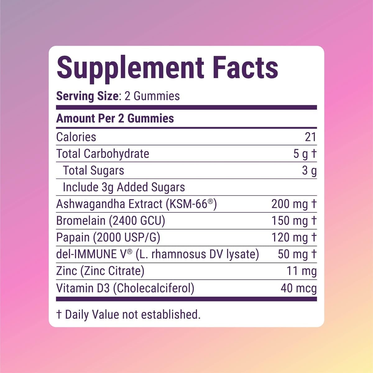 Del-Immune V + Ashwagandha - Brain Immune Gut™ (B.I.G.) Gummy - All Natural Immune & Gut Support with Zinc, Vitamin D3 + Digestive Enzymes (60 Gummies) Del-Immune V buy supplements canada