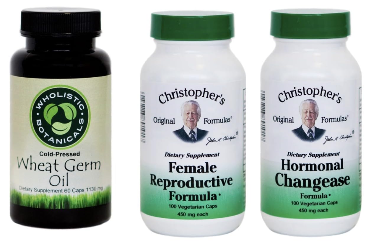 Dr. Christopher’s Female Health Bundle | Female Reproductive, Hormonal Changease & Wheat Germ Oil | 3-Bottle Herbal Support Pack | 100 Veg Capsules Each | USDA Organic Dietary Supplements Generic buy supplements canada