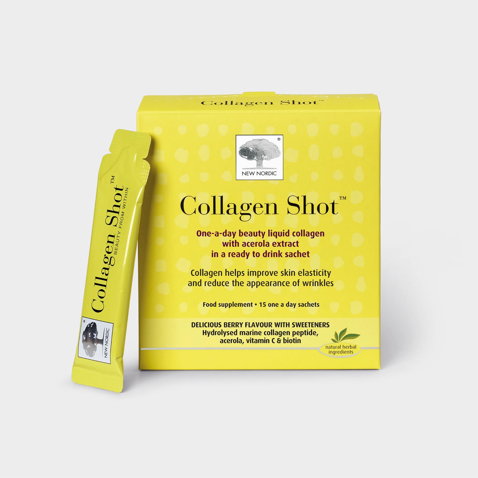 New Nordic Collagen Shot High-Absorbency Premium Liquid Daily Sachets - 15x Hydrolysed Shots - Freshwater Marine Collagen New Nordic Ltd buy supplements canada