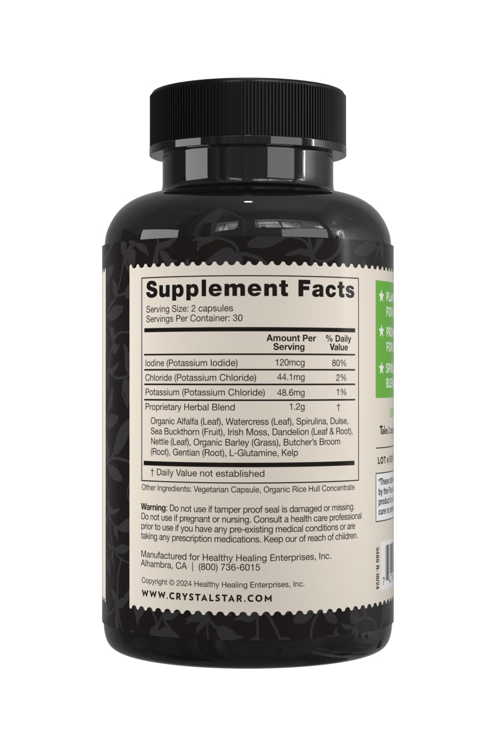 Crystal Star Ocean Minerals Supplement (60 Capsules) – Daily Herbal Supplement for Bone Health & Collagen – Sea Buckthorn, Spirulina & Organic Alfalfa - Non-GMO Crystal Star buy supplements canada