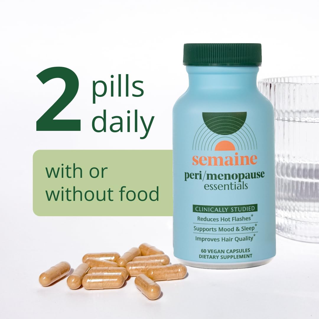 Semaine Peri/Menopause Essentials, 60 Ct. - Fuller Hair, No More Hot Flashes, Hormone Balance, Better Sleep & More - Clinically-Studied, Non-Hormonal Formula Semaine buy supplements canada