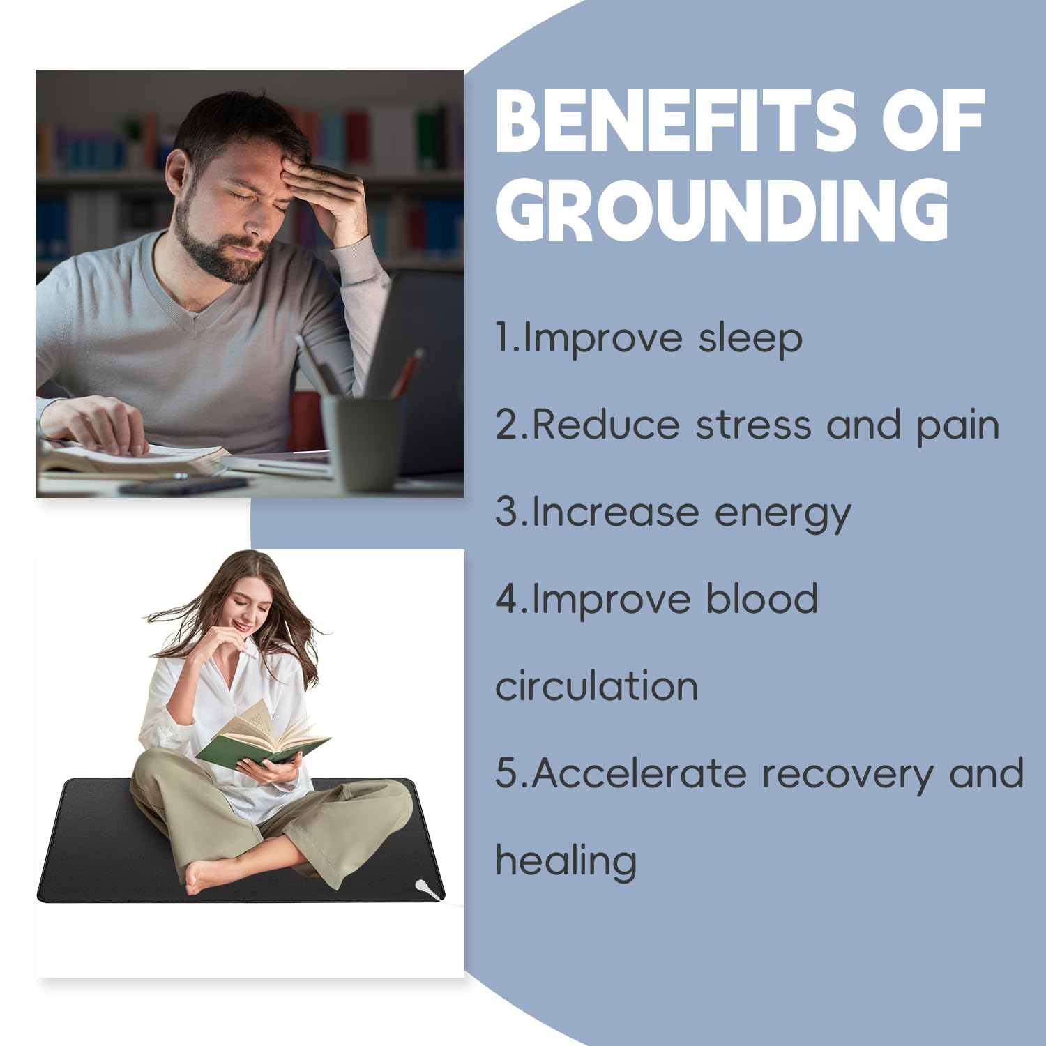 XINHUSU Grounding Mat 11.8"x23.6" Grounding Pad with 15ft Grounding Cord Grounding Mat XINHUSU buy supplements canada