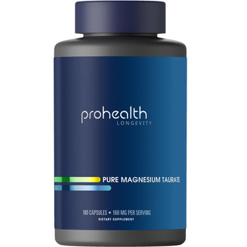 ProHealth Pure Magnesium Taurate, 160mg per Serving | Optimal Bioavailability Supplement for Healthy Aging | Supports Brain, Heart, and Muscle Health | Third-Party Tested for Quality | 180 Capsules ProHealth buy supplements canada