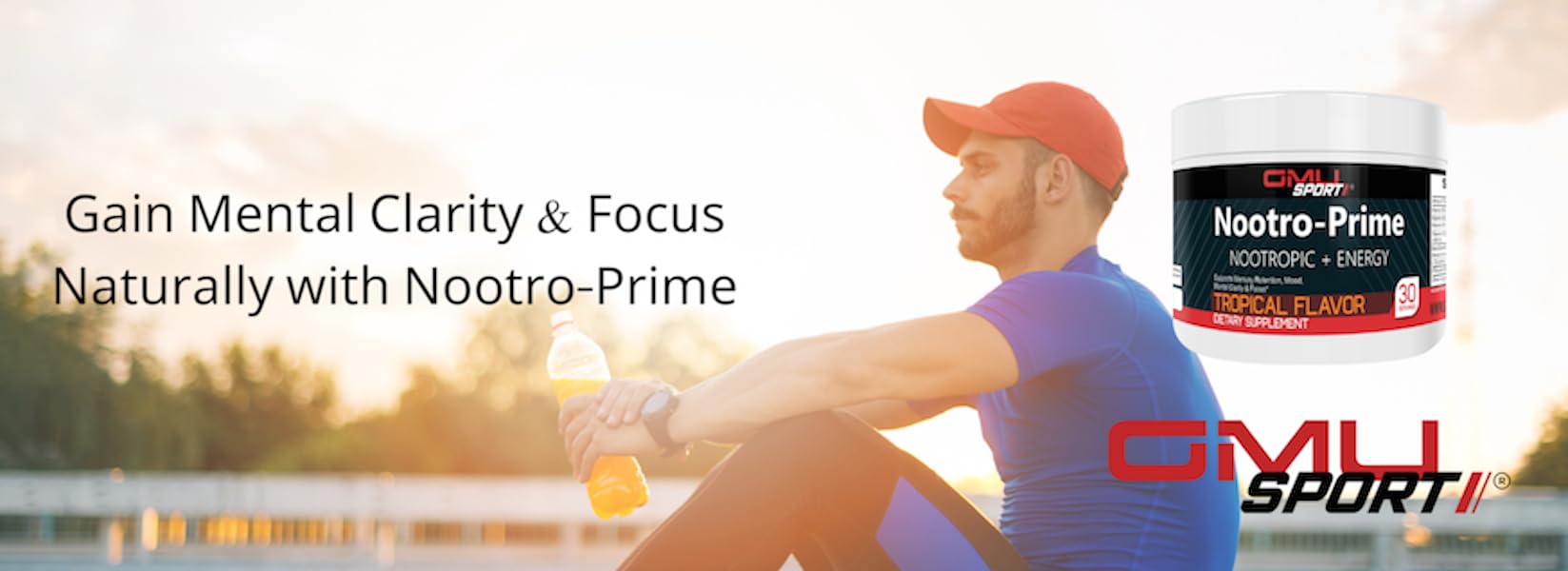 GMU SPORT Nootro-Prime Brain Boost - Focus Brain Supplement - Mushroom Supplement Powder with Alpha GPC, Nootropic Brain Supplements for Memory and Focus with Lions Mane, 30 Servings, Tropical Flavor GMU SPORT buy supplements canada