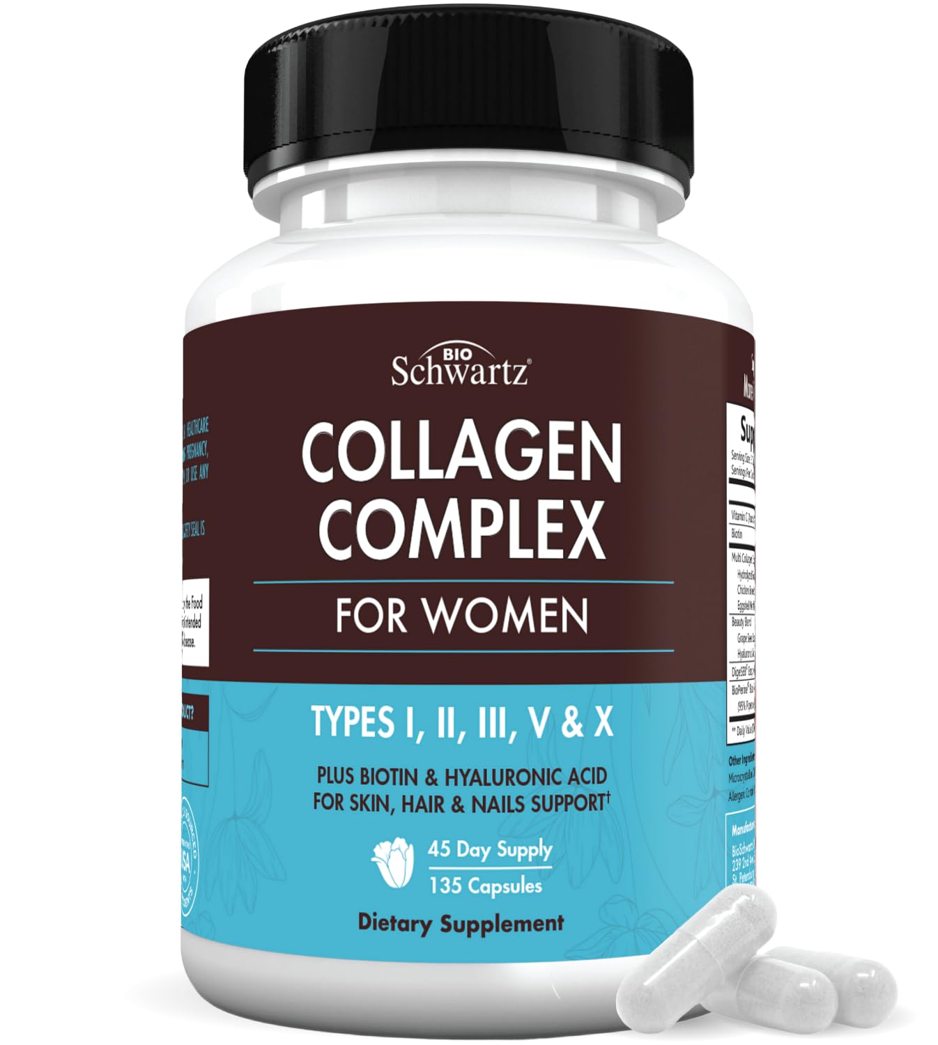 Multi Collagen Pills for Women (Types I II III V X) with Vitamin C Hyaluronic Acid Biotin BioSchwartz buy supplements canada