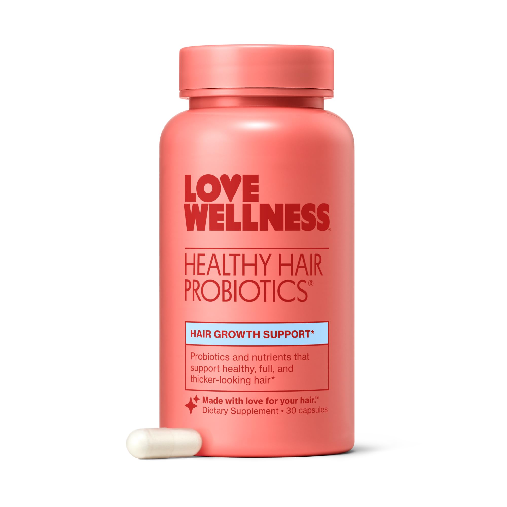 Love Wellness Healthy Hair Probiotics | Support Hair Growth with Biotin and Vitamin B12 & B6 | Supplement for Healthy Scalp & Thicker, Fuller Looking Hair | Safe & Effective | 30 Capsules Love Wellness buy supplements canada