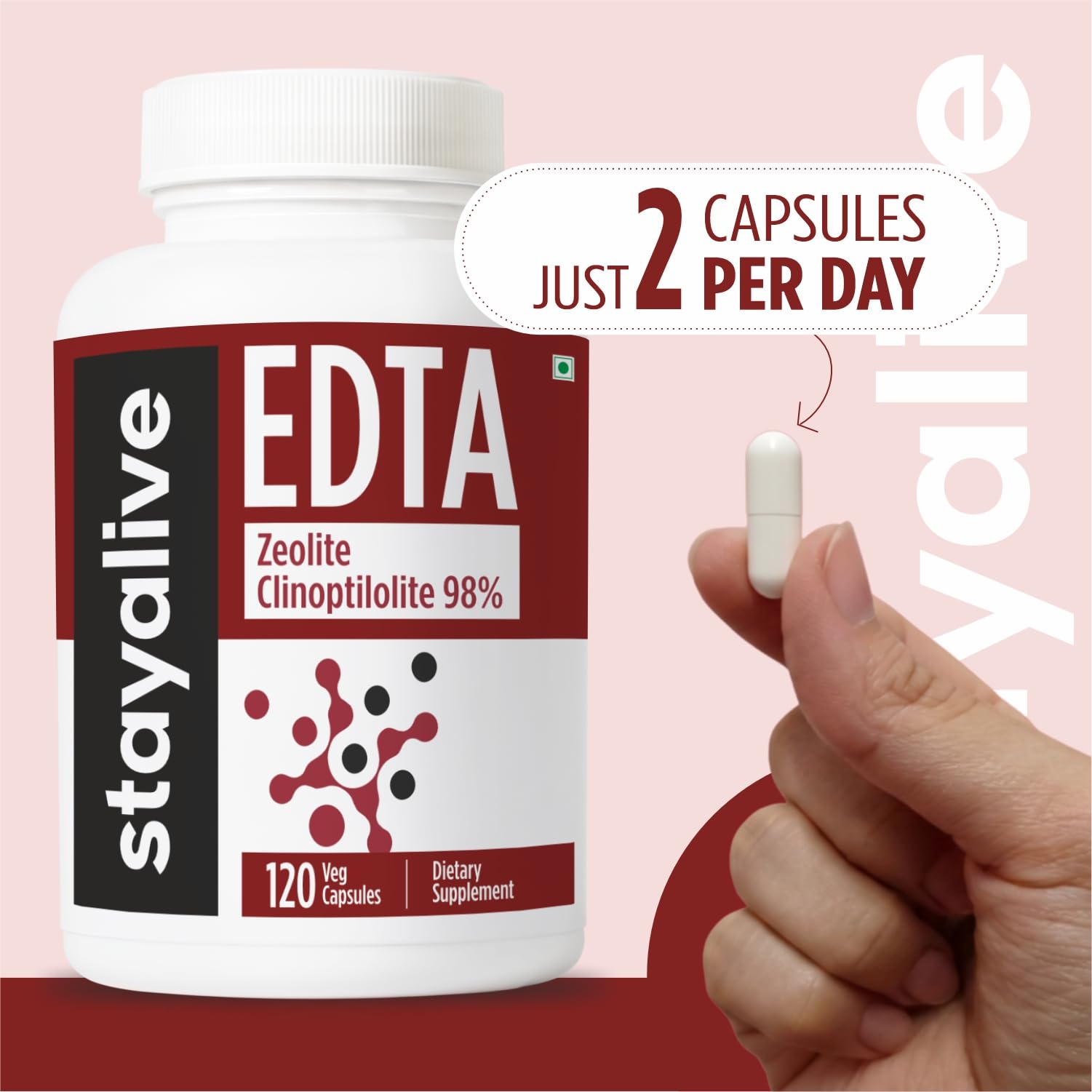 STAY ALIVE EDTA Capsules 1500mg with Zeolite 98% and Kale Extract Powder, 120 Pills, Non-GMO & Gluten Free Calcium Disodium EDTA Supplement STAY ALIVE buy supplements canada