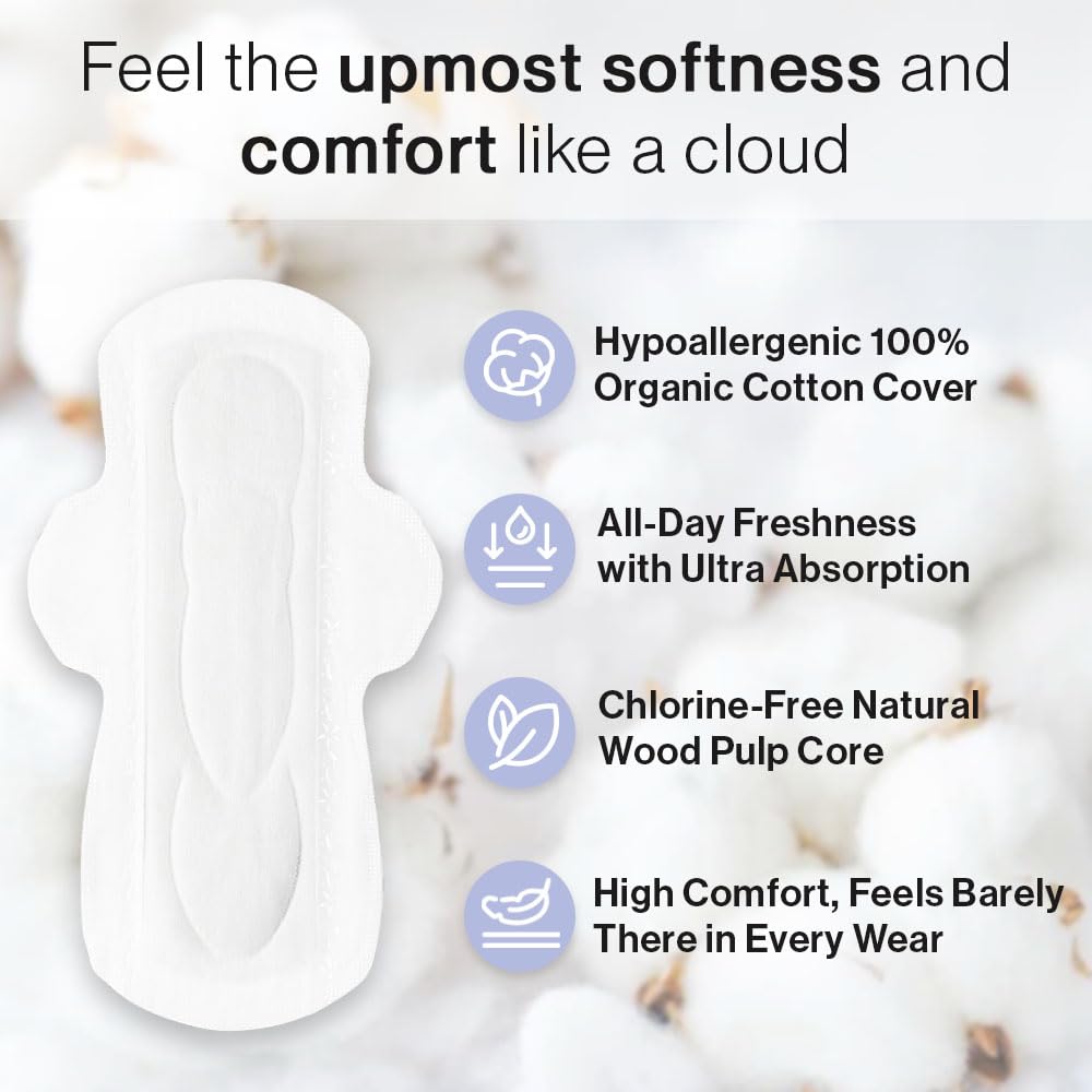 SANDIS Feminine Pad for Women - Regular 28 Count 100% Organic Cotton Ultra Thin with Wings SANDIS buy supplements canada