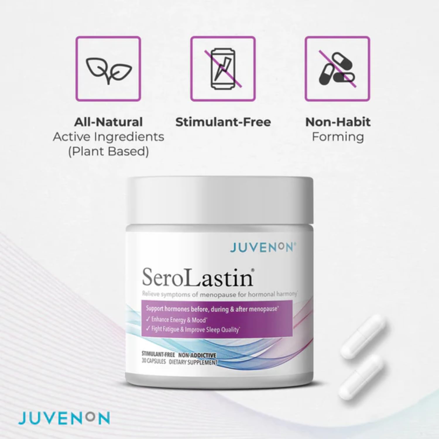 Juvenon Menopause Supplements for Women Mood Support, Hot Flashes Relief, Peri-Menopausal Support, Hormone Balance, Promote Calm, Energy, Clarity, Sleep, Natural Herbal Supplement, (30 Capsules) Juvenon buy supplements canada