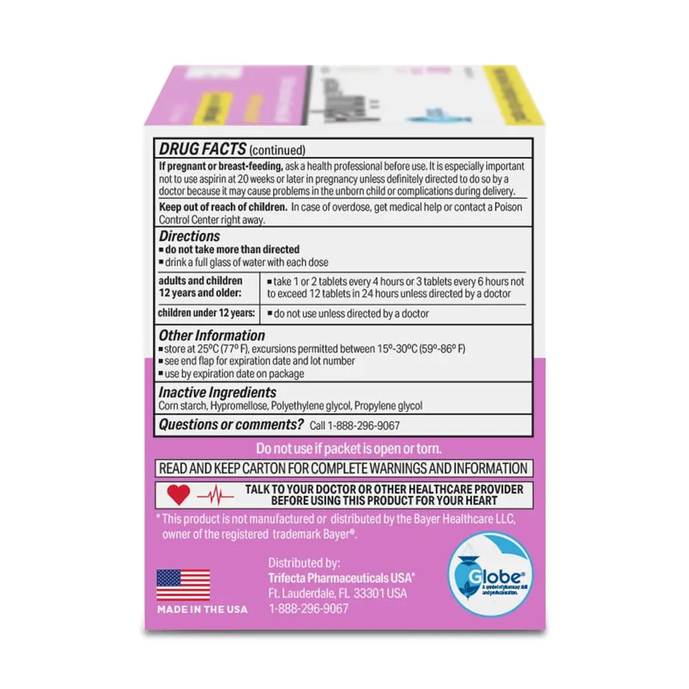Globe Aspirin Tablets, 325 mg - 100 Count, Single Use Packets, NSAID Pain Relief, Pain Reliever & Fever Reducer, Arthritis Pain Relief, Headache Relief, Migraine Medicine Aspirin Pain Reliever. Globe buy supplements canada