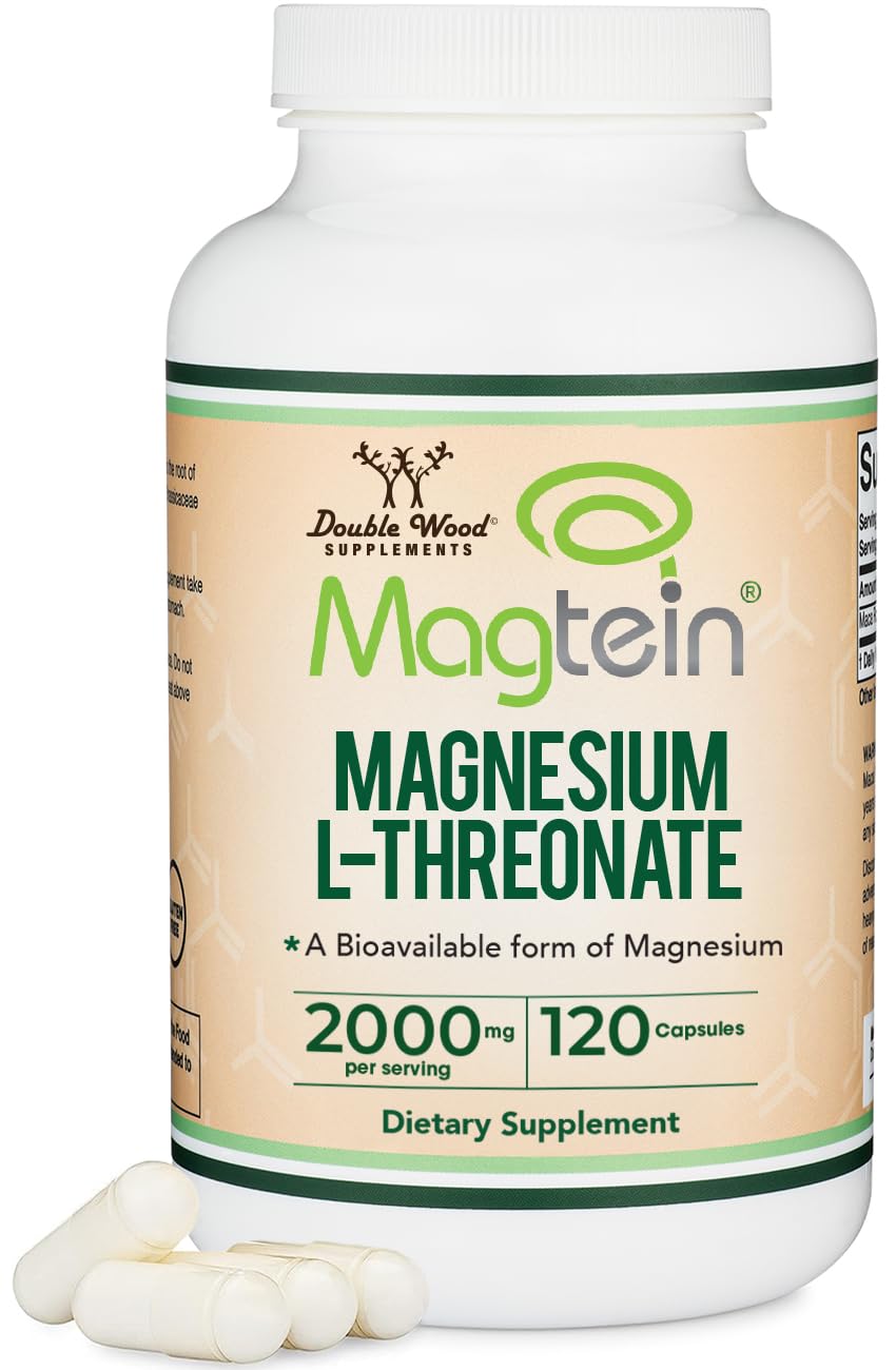Magnesium L Threonate, Magtein, Sleep and Cognitive Support – High Absorption – Most Bioavailable Form of Magnesium – 2,000 mg – 120 Capsules Double Wood Supplements buy supplements canada