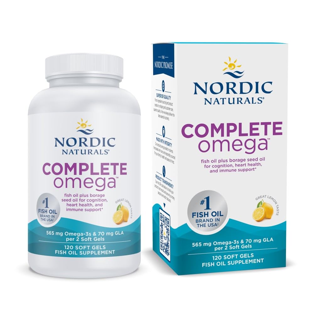 Nordic Naturals Complete Omega, Lemon Flavor - 120 Soft Gels - 565 mg Omega-3 - EPA & DHA with Added GLA - Healthy Skin, Cognition, Positive Mood - Non-GMO - 60 Servings Nordic Naturals buy supplements canada