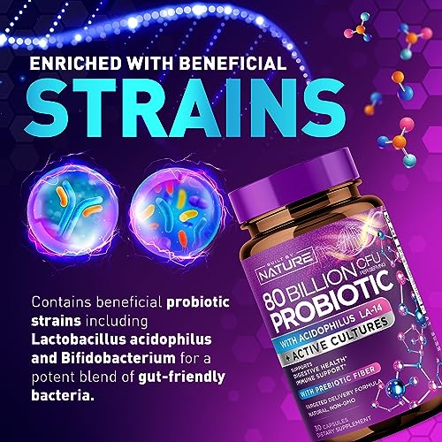 80 Billion CFU Probiotic - Daily Digestive Gut Health Supplement for Men & Women Built by Nature buy supplements canada