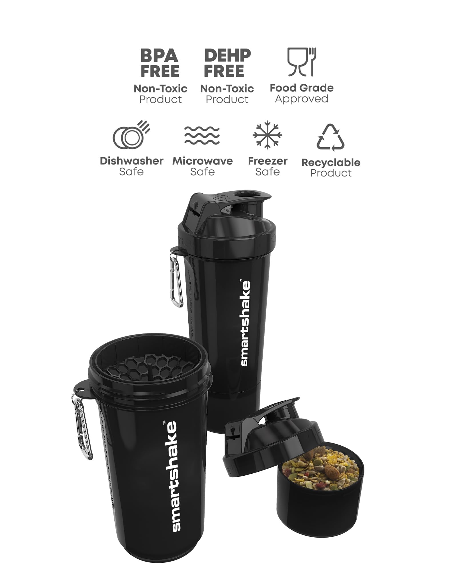 Smartshake Slim 4-Pack Protein Shaker Bottle 400 ml | 13.5 oz – Storage Included - Leakproof Screw Smartshake buy supplements canada