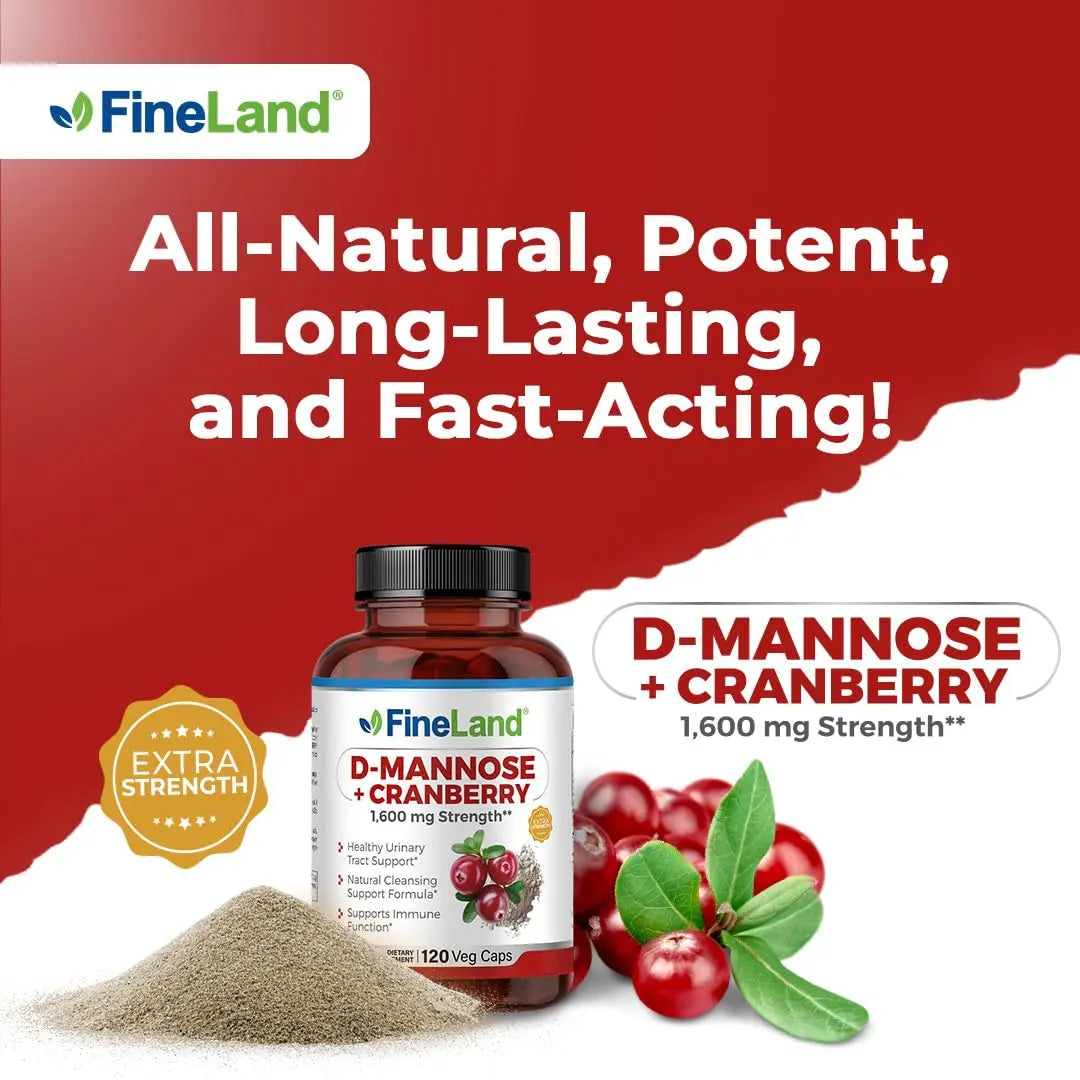 FineLand D-Mannose + Cranberry – 1600mg per Serving – 120 Vegan Capsules – Urinary Tract & Bladder Health Support – Non-GMO, Gluten-Free, Made in USA FineLand buy supplements canada