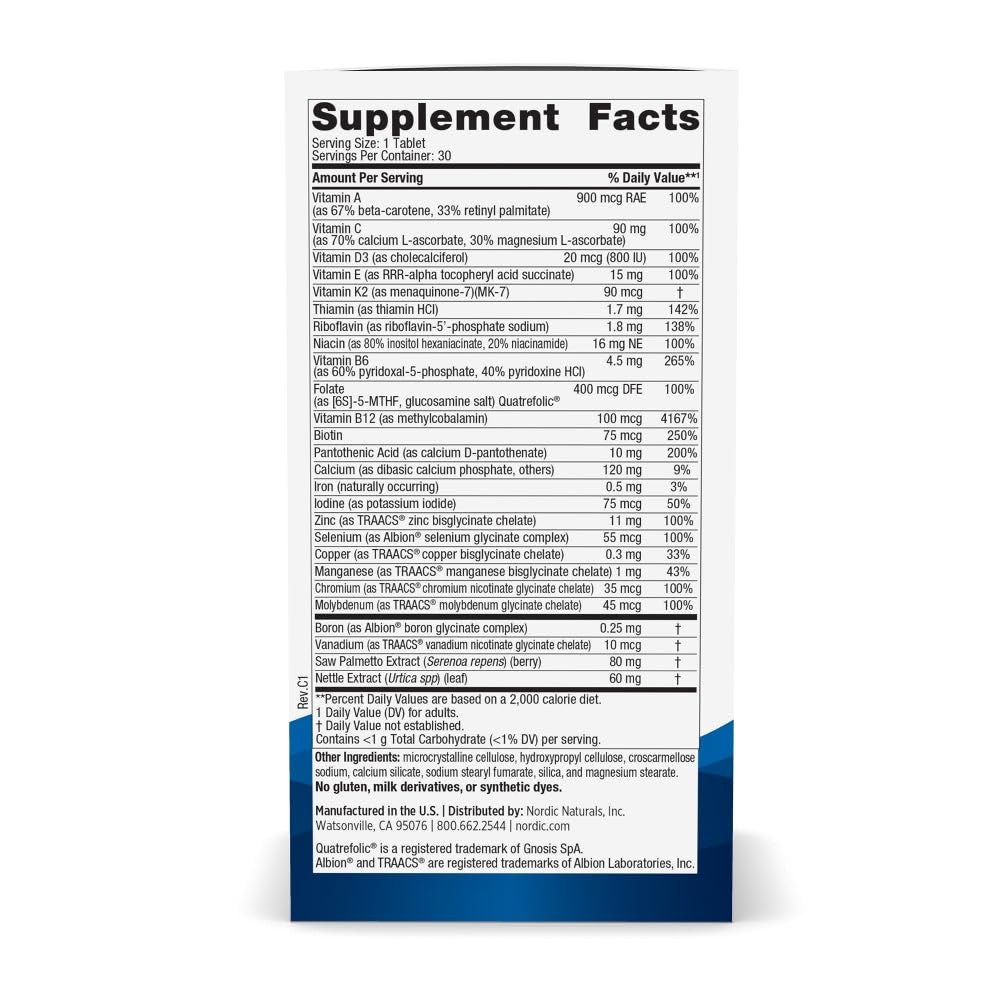 Nordic Naturals Men’s Multivitamin One Daily - Bone, Energy, & Blood-Vessel Support - Immunity Supplement - 20 Essential Nutrients - 30 Tablets - 30 Servings Nordic Naturals buy supplements canada