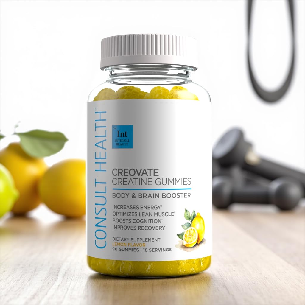 Consult Health CREOVATE CREATINE MONOHYDRATE Gummies 5g Dose for Men & Women to Support Muscle, Strength, Recovery, Cognitive Health & Memory, Zero Sugar, Gluten Free, Natural Lemon, 90 Count Consult Health buy supplements canada